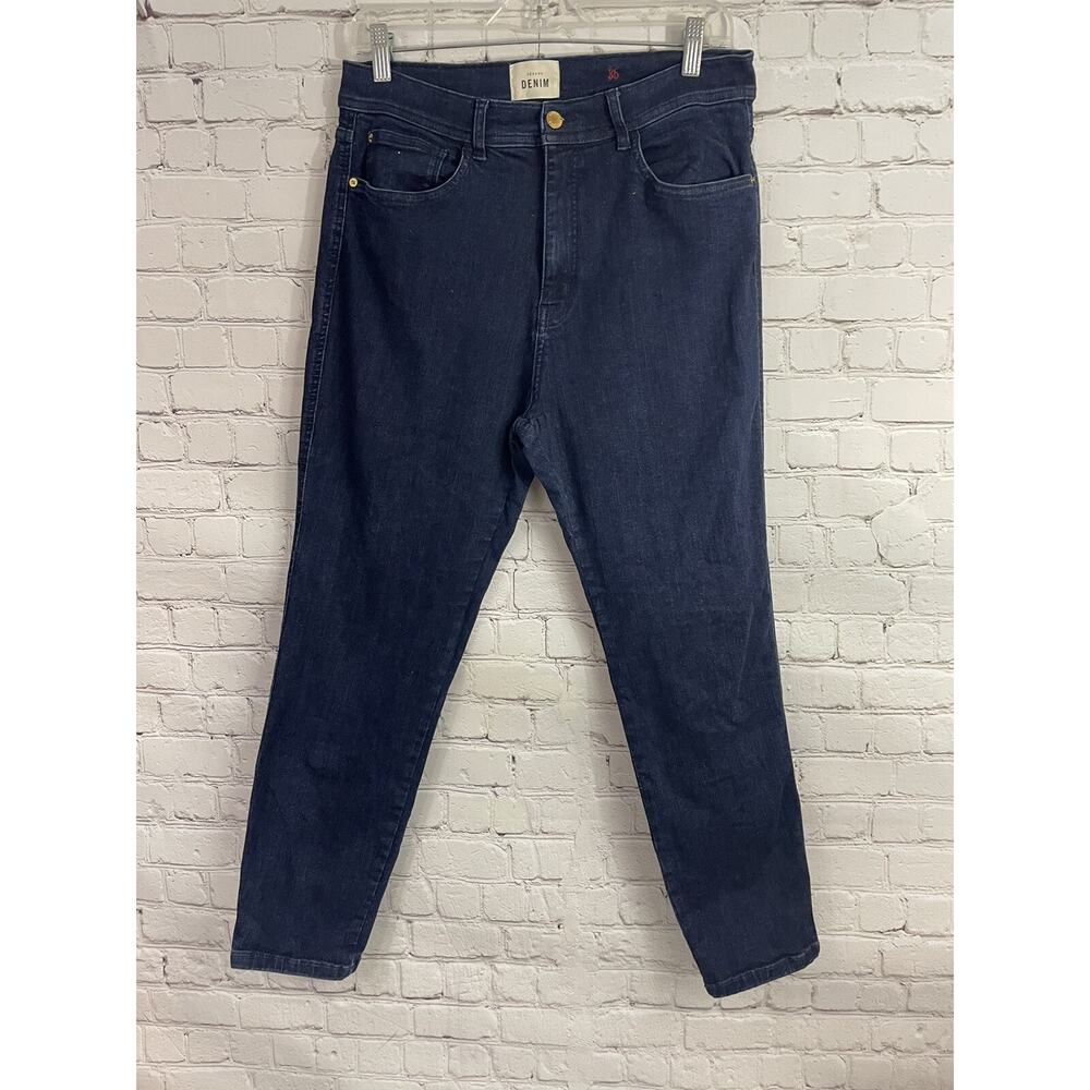 Sezane Womens Blue Denim Dark Wash Mid Rise Tapered Leg Jeans Size 35 (31x26.5)
